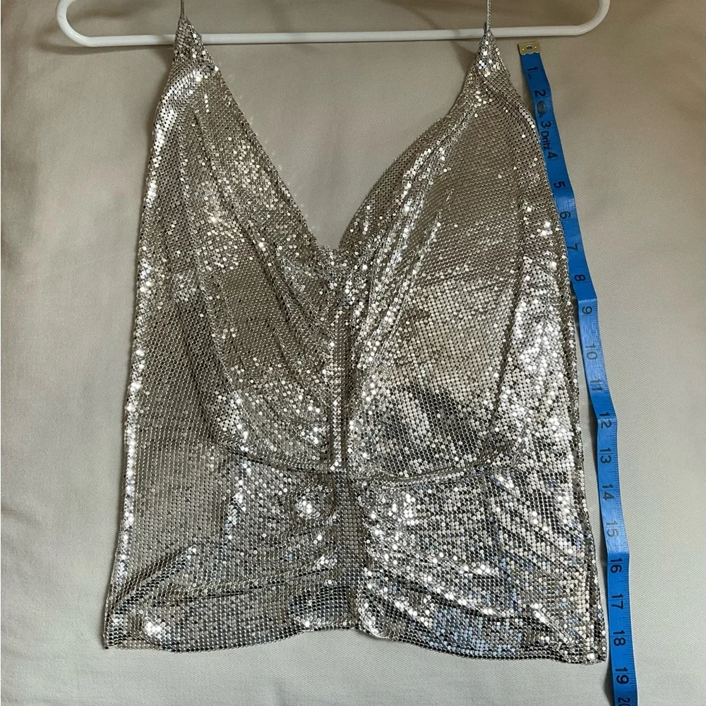 Whiting & Davis Liquid Metal Silver Mesh Halter Top Vintage USA - Picture 4 of 12
